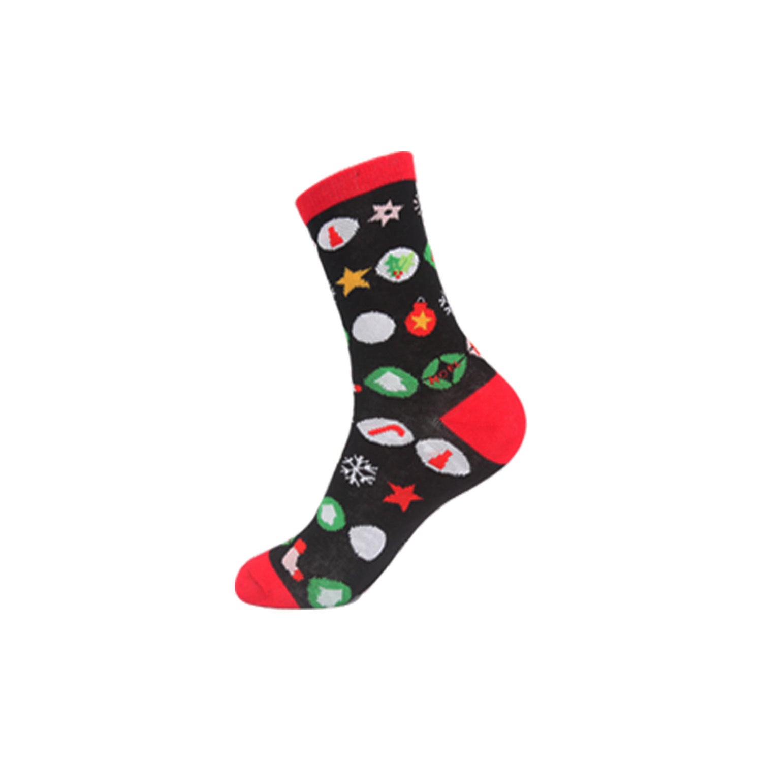 Funny Jacquard Christmas Cotton Socks | Woven Novelty Santa, Elk & Snowman Mid-Calf Crew Socks (30+ Designs)