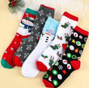 Funny Jacquard Christmas Cotton Socks | Woven Novelty Santa, Elk & Snowman Mid-Calf Crew Socks (30+ Designs)