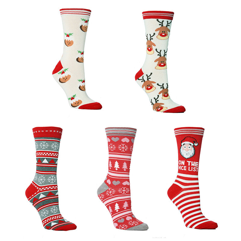 Festive Christmas Cotton Socks | Unisex Holiday Mid-Calf Crew Socks with Stretch Fit