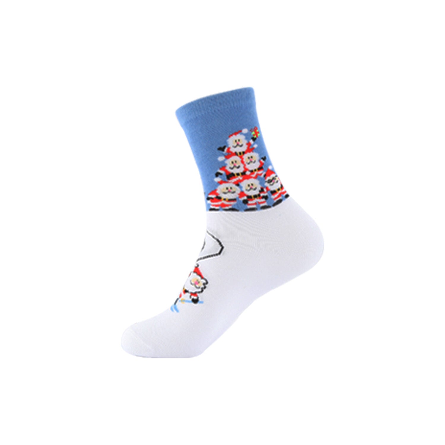 Funny Jacquard Christmas Cotton Socks | Woven Novelty Santa, Elk & Snowman Mid-Calf Crew Socks (30+ Designs)