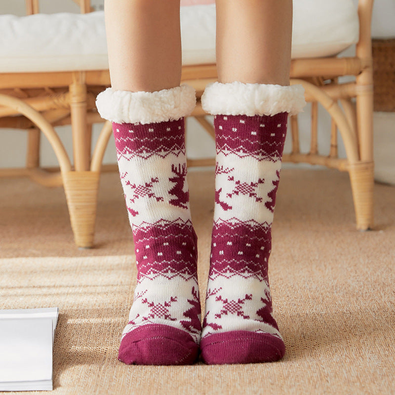 Plush Fuzzy Christmas Socks | Anti-Slip Cabin Crew & Slipper Socks
