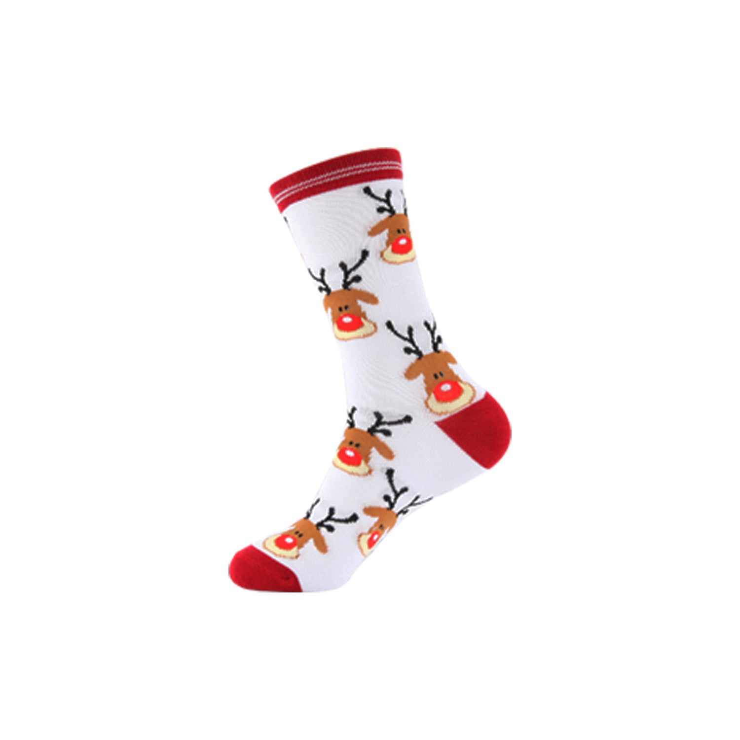 Funny Jacquard Christmas Cotton Socks | Woven Novelty Santa, Elk & Snowman Mid-Calf Crew Socks (30+ Designs)