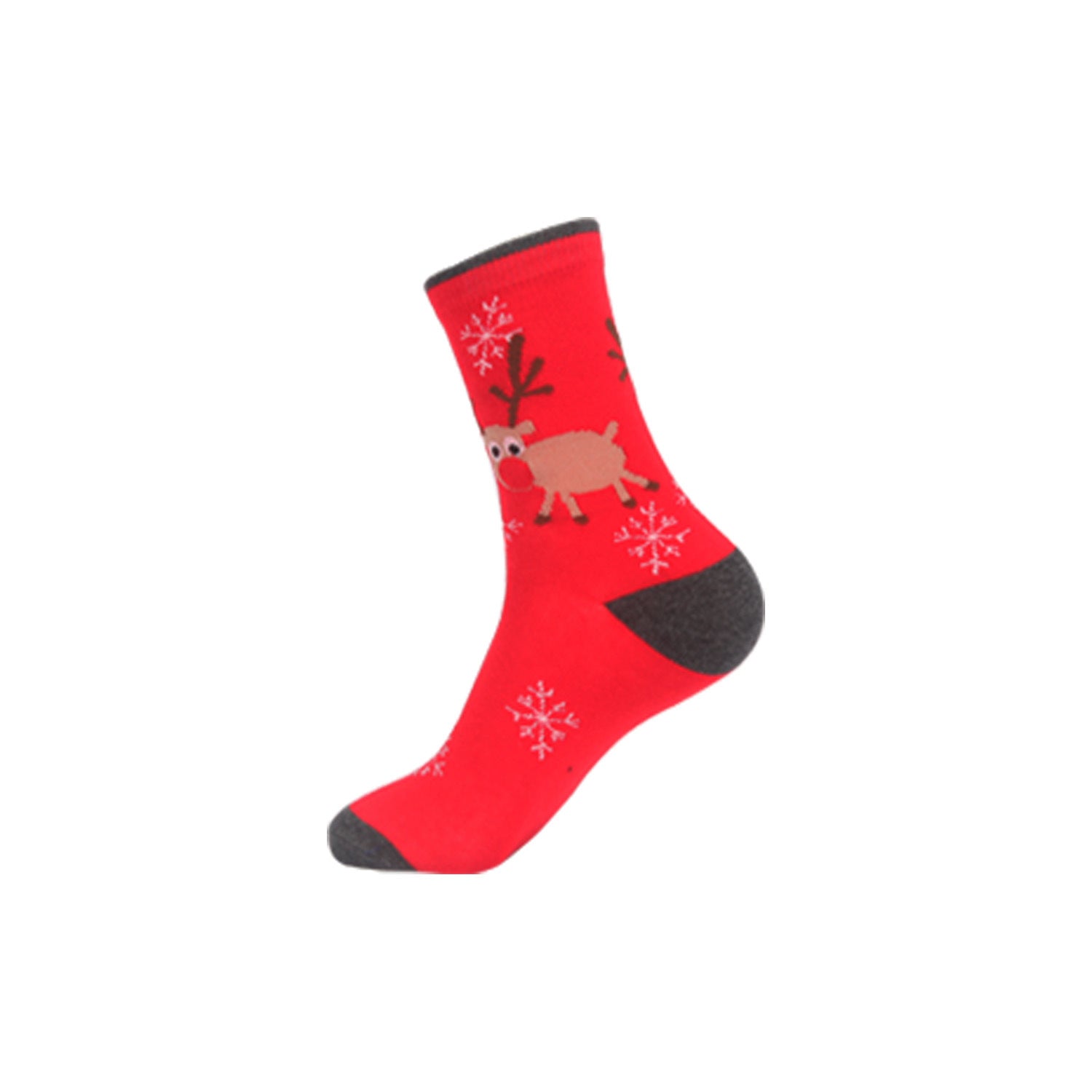 Funny Jacquard Christmas Cotton Socks | Woven Novelty Santa, Elk & Snowman Mid-Calf Crew Socks (30+ Designs)