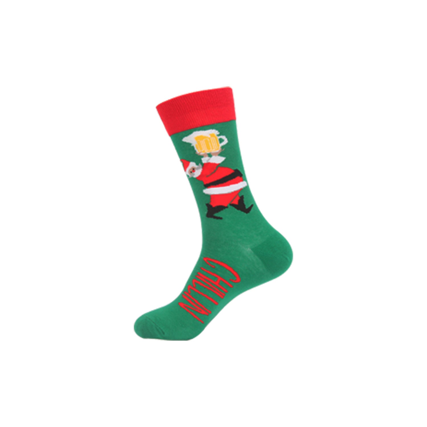 Funny Jacquard Christmas Cotton Socks | Woven Novelty Santa, Elk & Snowman Mid-Calf Crew Socks (30+ Designs)