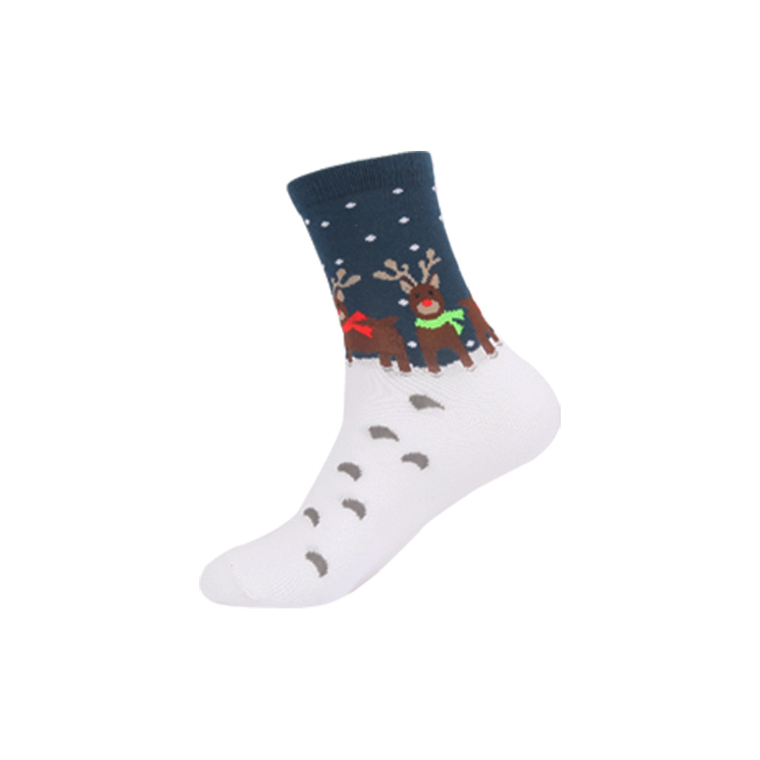 Funny Jacquard Christmas Cotton Socks | Woven Novelty Santa, Elk & Snowman Mid-Calf Crew Socks (30+ Designs)