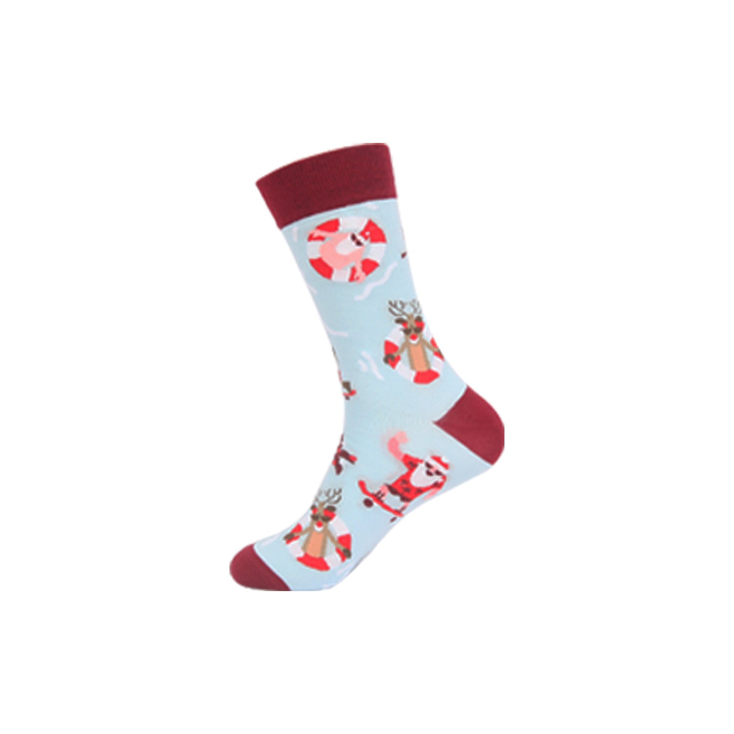 Funny Jacquard Christmas Cotton Socks | Woven Novelty Santa, Elk & Snowman Mid-Calf Crew Socks (30+ Designs)